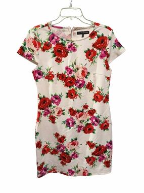 Fifth & Park Women’s Medium White Floral Short-Sleeve Sheath Dress